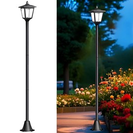 67" Solar Lamp Post Lights Outdoor, Waterproof LED Yard Lights with Auto On/Off, Dusk to Dawn Sensor, Adjustable Height, for Lawn, Walkway, Driveway, Garden, Patio Decoration