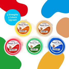JFA Medical Therapy Exercise Putty 5 Strengths - Extra Soft, Soft, Medium, Firm, Extra Firm 57g Tubs