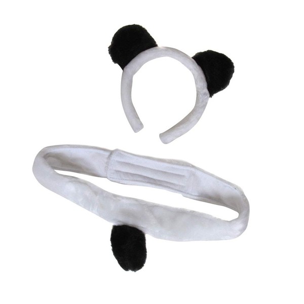 Making Believe Plush Panda Bear Headband Ears and Tail Jungle Safari Dressup Costume Set