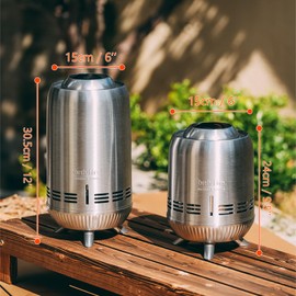 Onlyfire 12'' Smokeless Fire Pit with Carrying Bag, Portable Outdoor Low Smoke Fire Pit for Camping Tailgating Patio Backyard Bonfire, Wood Burning Fireplace, Stainless Steel Sliver Tall FP054