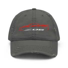 2024 2025 Sports Car C8 Z06 Torch Red Silhouette 8th Generation Corvette Drivers Custom Distressed Dad Hat