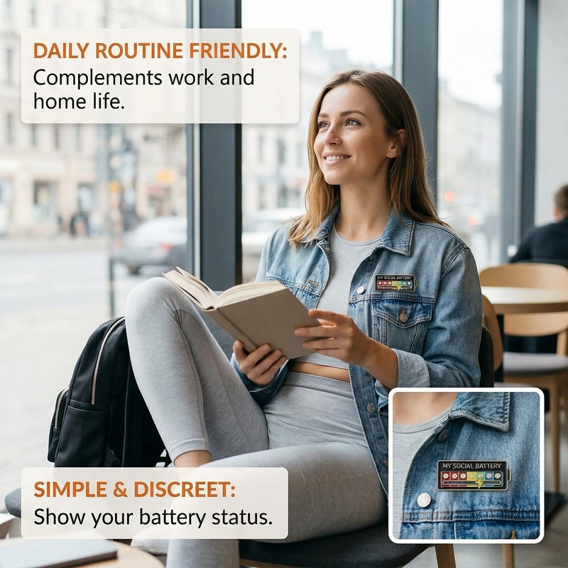 Hinbkenla Social Battery Slider Pin 8PCS 5 Colors