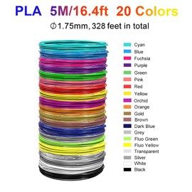 3D Pen Filament 160 Feet, 20 Colors, Each Color 16 Feet, 3D Printer Pen Refill PLA 1.75mm, Compatible with MYNT3D, SCRIB3D, PIKA3D Super and Pro Pen, Not Suitable for 3Doodler