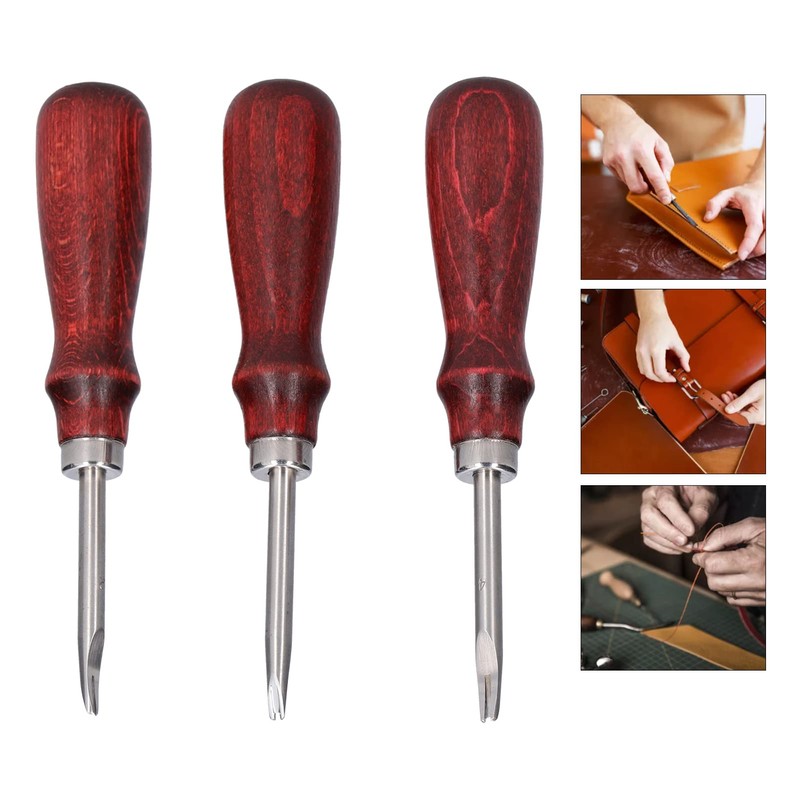 Leather Edge Cutting Kit with Wooden Handle Material Curved Head