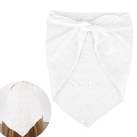 lasuroa Bride Head Scarf, Soft Polyester Bride Bandanas Triangle Elegant Flower White Headbands Head Scarves for Women Wedding Hair Accessories