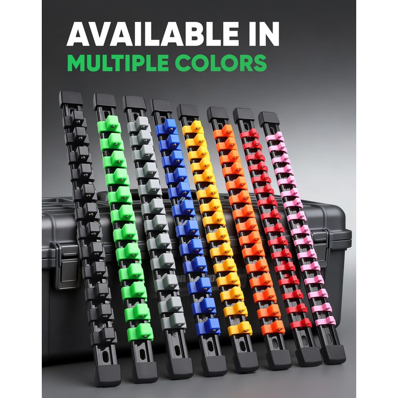 ALOANES 3PC ABS Socket Organizer, Socket Rails Fit 3/8 inch