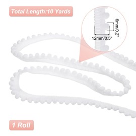 QUARKZMAN 10 Yards Pom Pom Trim Ribbon, 0.5 Inch Wide White Pom Pom Ball Fringe Trim Sewing Fringe Fabric Trim Ribbon for DIY Crafts Curtain Clothes Pillow Home Decoration
