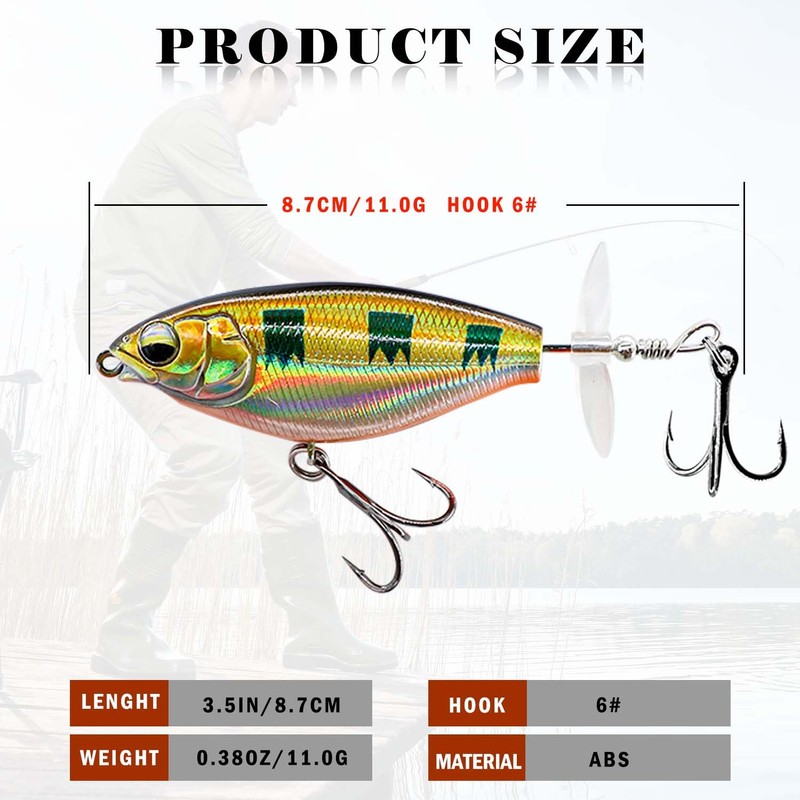 TABKSOLA Whopper Plopper, Surface Bait, Perch Bait, Topwater Bait with