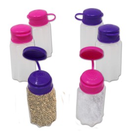 Salt and Pepper Shaker Set Travel size with Flip Lids for Camping | Plastic, Spill-Proof Labeled Salt and Pepper Shakers for Cooking and Dining Outdoors (3 Pack)