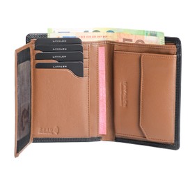 Lavalen Men's Leather Wallet – Men's Leather Wallet – Wallets for Men – Men's Wallet Small – Men's Wallets – Men's Wallet – Gifts for Men, black-Cognac, Classic