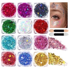 Teenitor Body Glitter Face Glitter mixed size glitter gel 3mm+1mm+0.2mm Multicolor