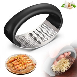 Prensador Ajos Acero Inoxidable, Stainless Steel Garlic Presser 2026 Exprimidor Ajos,Picadora Ajos con Mango Cómodo para Aplastar Ajos Chopper Ajo para Herramientas Cocina (Black)