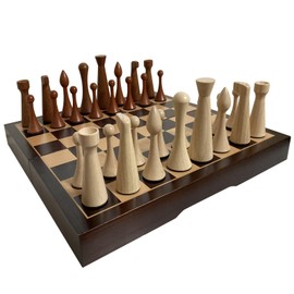 FINENI Luxurious 20 inch Real Luxurious Original Colored Solid Wooden Chess Set. Durable Handmade Chess Board Game Sets with Storage Slots for 5.2” Weighted & Elegant Designed Wooden 34 Pieces (C20L)
