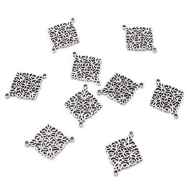 FASHEWELRY - Juego de 50 eslabones de filigrana de plata envejecida, diseño tibetano, doble bucle, conectores geométricos clásico, 28 x 22 mm, para hacer joyas