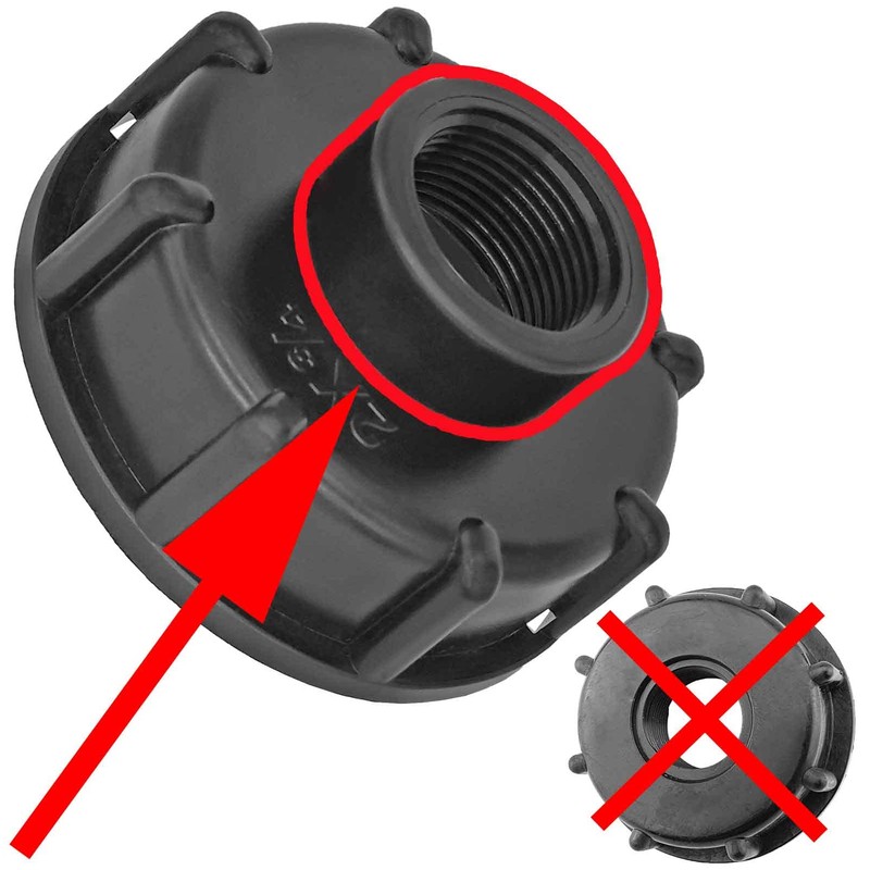 IBC Adapter Cap S60 x 6 with 1 Inch Outlet