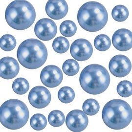 314Pcs Floating Pearls for Vases Filler, 20/14/10/8mm No Hole Pearls Beads for Vase Centerpieces Table Wedding Home Decor, 1000 Transparent Beads, Grayblue
