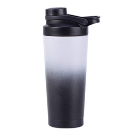 EACHPT Protein Shaker 750 ml Black Grey Protein Shaker with Strainer Shaker Stainless Steel Protein Shaker Double-Walled Vacuum Insulated BPA Free and Leak-Proof Thermal Bottle for Protein Sports
