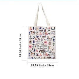 BDHI 1 pc Broadway Character Musical Tote Bag Musical Theatre Actor Actress Tote Bag Theatre Fans Gift I'm Not Dramatic I'm Theatrical Musical Makeup Pouch Broadway Musical Theatre Gift Tote(Y322-1)