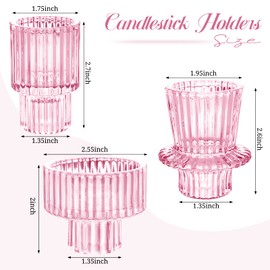 Glass Candlestick Holders Taper Candle Holders Bulk - Premium Multipurpose Tealight Candle Holders for Table Centerpieces, Wedding, Party, Festival, Dinner Table, Home Decoration (12 Pcs, Pink)