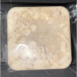 Homemade square homemade soaps, an oatmeal bar made for moisturizing and exfoliating