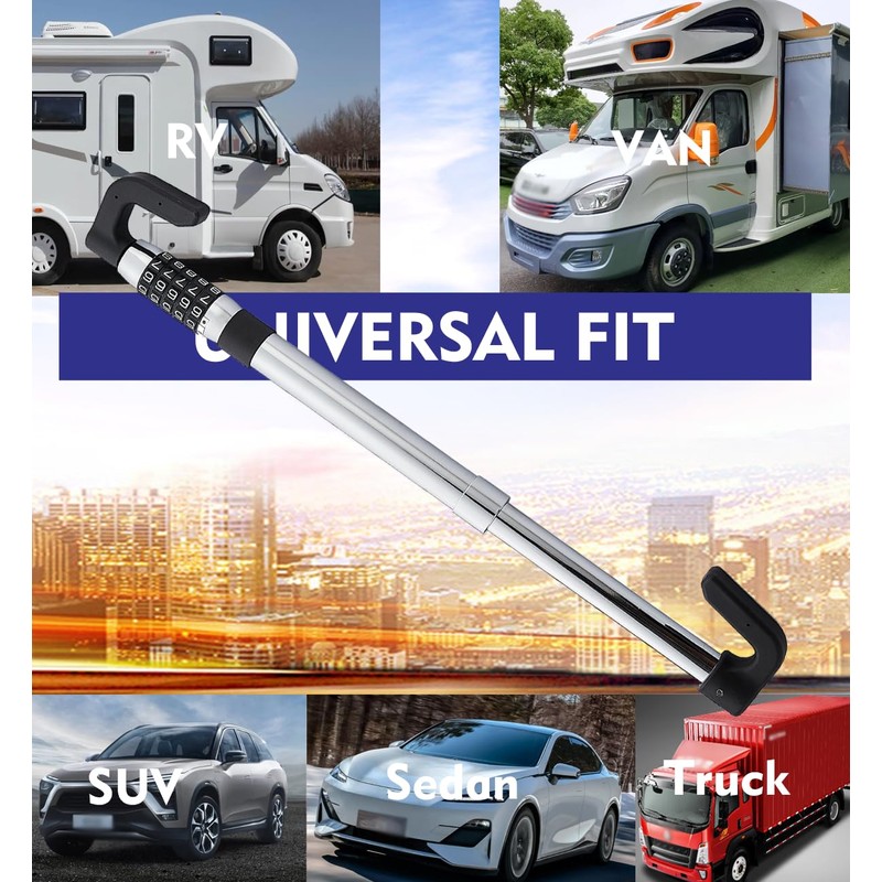 Steering Wheel Lock Anti-Theft Car Device, Retractable Keyless Password 5