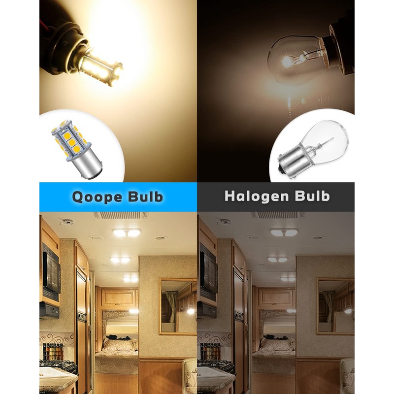 Qoope 6-Pack 1076 LED Bulb for RV, 1142 1004 BA15D