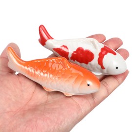Toddmomy Ceramic Floating Fish, 3pcs Aquarium Floating Goldfish Frog Koi Fish Floatable Figurines Realistic Fish Tank Fish, Tea Pet Decor, Fairy Garden, Pond Ornaments