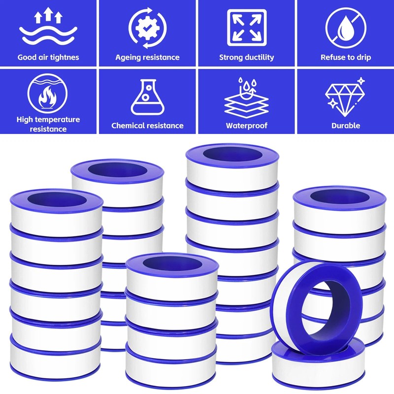 KUQQI 24 Rolls Teflon Tape for Plumbers, 1/2 x 520