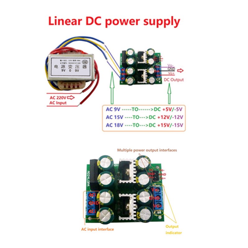 Linear DC Power Supply AD24LOPA_5vTB443_9V Converter Transformer Electronic Components