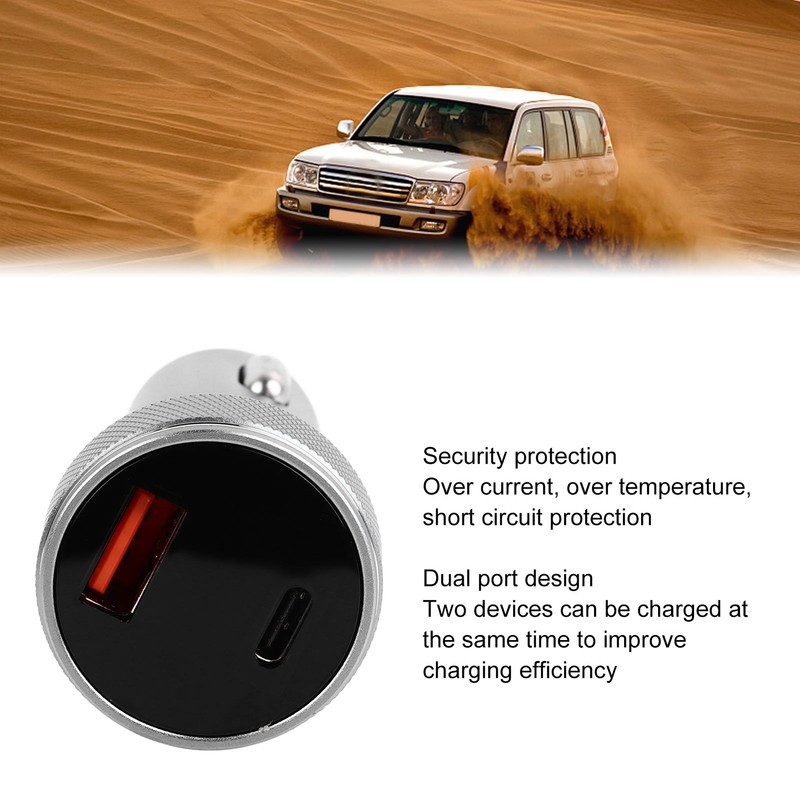 Car Charger Metal Digital Display Short Circuit Protection Fast Charging