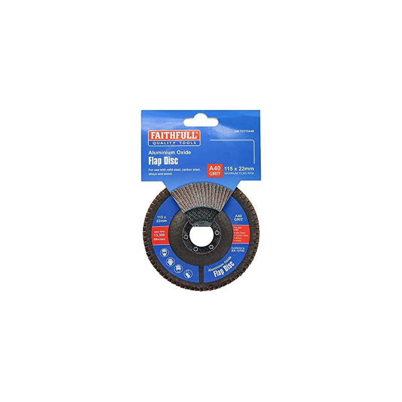 Faithfull Sanding Flap Disk Amuninium Oxide 40 Grit (Coarse) 115mm