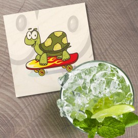 Unbranded Funny Turtle Skateboard Animal 4'' X 4'' Square Wooden Coaster