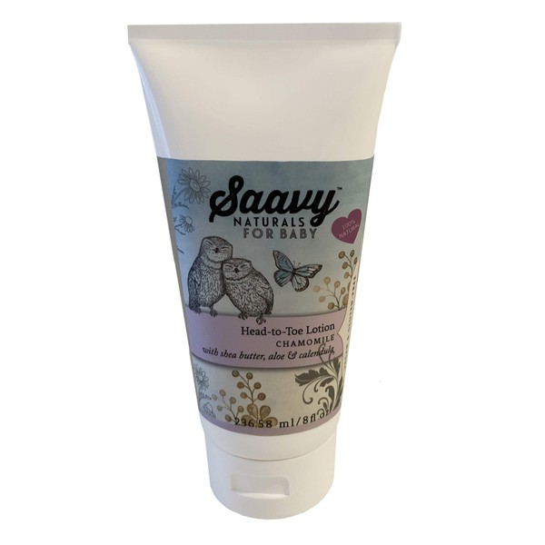 Saavy Naturals Baby Body Lotion | Organic Skin Care for Infant Dry, Cracked, Delicate Skin with Shea Butter, Aloe & Calendula | Baby Shower Gifts | 4oz Chamomile Head-To-Toe Moisturizer