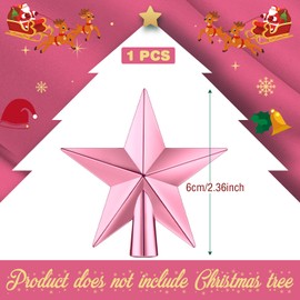 Hanaive Christmas Tree Topper Mini Star Small Treetop for Christmas Tree Star Ornaments Decorative for Home Xmas Holiday Party(Pink,2.36 Inch,Plated)