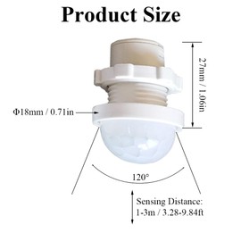 PIR Motion Sensor Module, 85-265 V Motion Sensor Light Switch, PIR Human-Activated Sensor, Detection Distance 3-6 Metres, Applicable to 3-40 W Light, Pack of 2