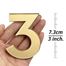 HASWARE House Number 3 inch (7.5 cm) Self Adhesive Letters Apartment Door Numbers Street Address Plaque Home Stylish Decor, Acrylic(B, Golden)
