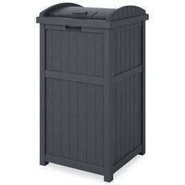 Suncast Outdoor Trash Hideaway, Resin Refuse Container w/ Lid, Cyberspace, 30 Gallon Capacity - Stylish Concealed Waste Storage for Patio, Backyard, Deck or Garden, Use 30-33 Gal. Garbage Can Liners