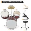 3 Piece Kids Drum Set with Cymbal, 2 Drumsticks, Pedal,