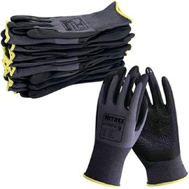 NITREX Unigloves 270NFG Reusable Gloves with Foam Nitrile Palm Coating, Nylon Lining and Improved Palm Grip Coverage, Grey/Black