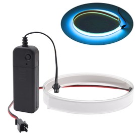 Ygmylandbb Electroluminescent El Light Strip, EL Wire Rope Lights, 1M Neon Glowing Strobing Electroluminescent 100 cm x 1.4 cm (39.3" x 0.5") ON/Slow Flash/Fast Flash, White, 1Pack