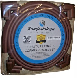 Komfortology Brown Furniture Edge 18ft Bumper  & 8 Corner Guards Protective Foam Cushion (S1)