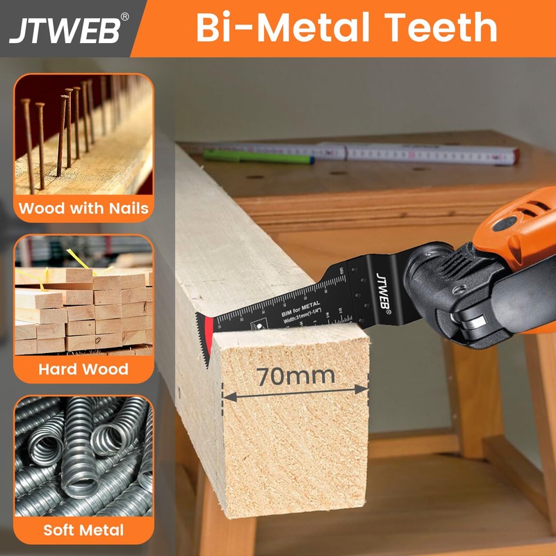 JTWEB Extra Long Oscillating Saw Blades - 12PCS Arc-Shaped Edge