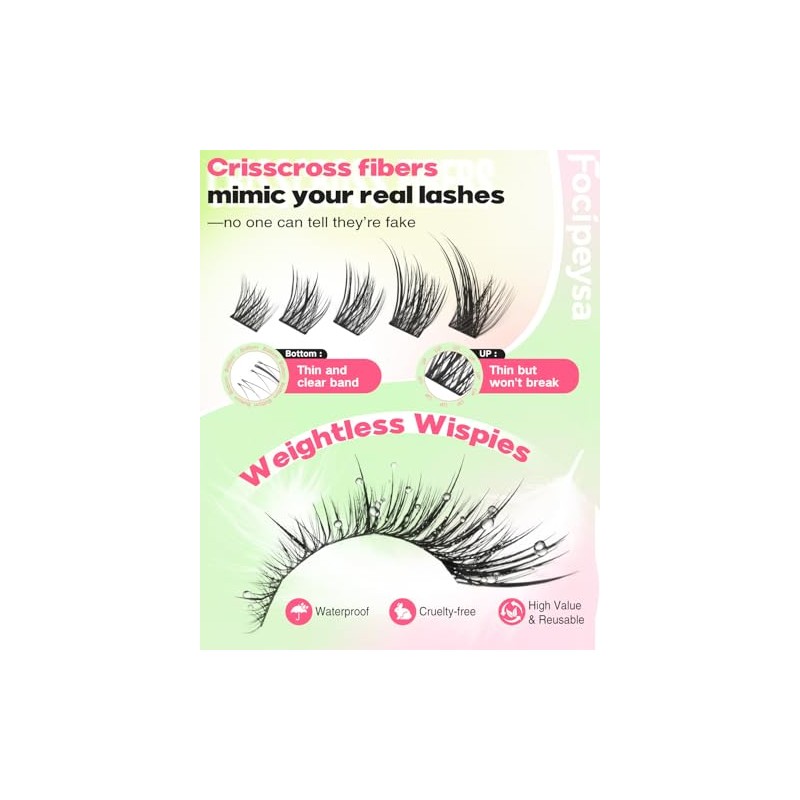 Focipeysa Wispy Lash Clusters Spiky Eyelash Clusters 10-18mm Eyelash Extensions