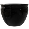 Red Lantern 12" Solid Black Porcelain Fishbowl Planter or Cachepot