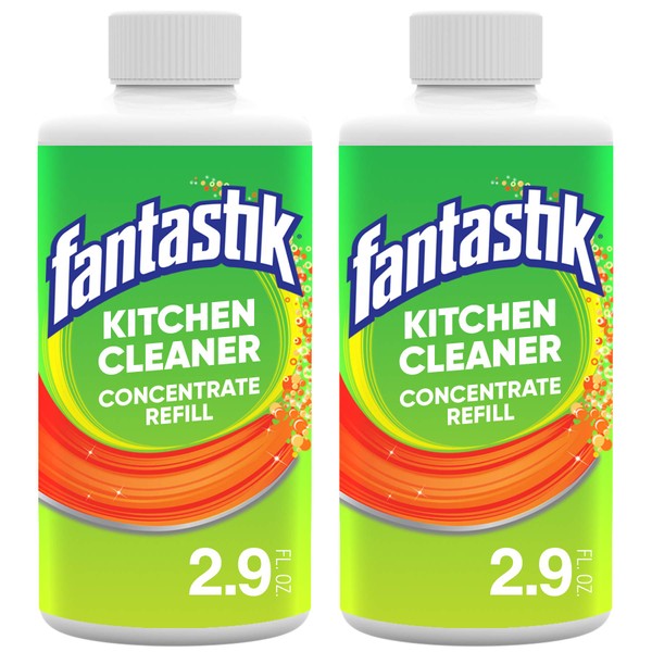 Fantastik Kitchen Cleaner Concentrate, Concentrated Refill Bottles, 2.9 Fl Oz- Pack of 2