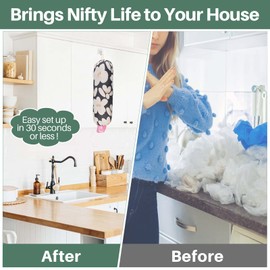 TOGETRUE Plastic Bag Holder, Lightweight Wall Mount Floral Grocery Bag Holder, Reusable Shopping Bag Storage Holder Organizer for Kitchen Pantry (Basic Black)