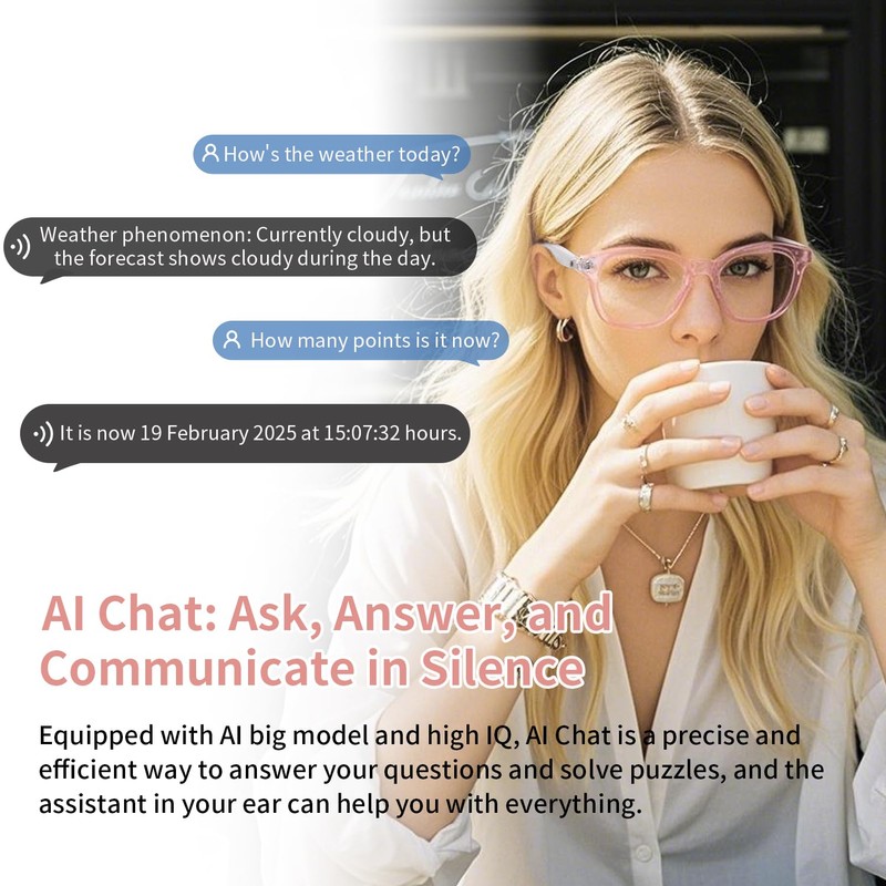 GenXenon AI Smart Glasses with Real-Time Translation, Wireless Bluetooth 5.3,