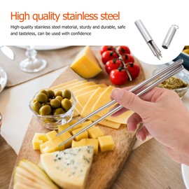 Garneck 1 Set Foldable Chopsticks with Case Travel Portable Stainless Stee Chopsticks Collapsible Silverware Reusable Cutlery for Outdoor Camping Use, Dishwasher Safe