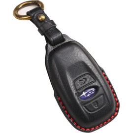 [smasol] Subaru Key Case, Cross Trek Key Cover, Forester Key Cover, Revogue Impreza Key Case, Genuine Leather, 3 Buttons Subaru Levorg Forester Key Case, Black