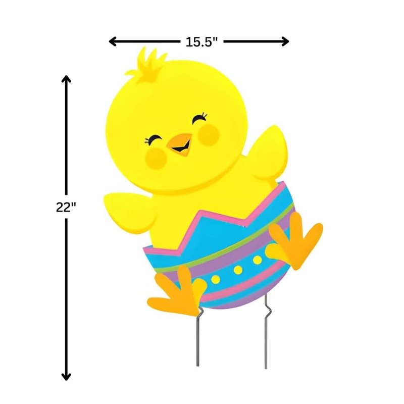 Tumbling Easter Chicks Yard Stakes - Outdoor Yard Decor -